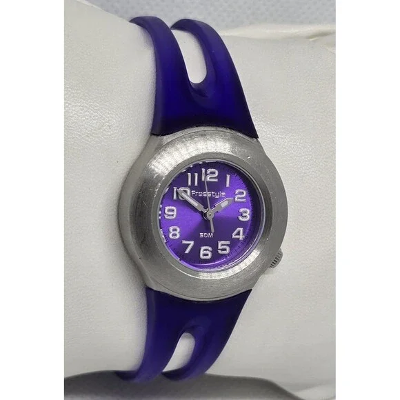 Women's Freestyle Sunny Purple Plastic Bangle Watch 61855 14 - Picture 3 of 7